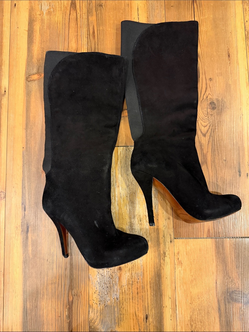 Enzo Angiolini Black Suede High-Heel Knee Boots - Women